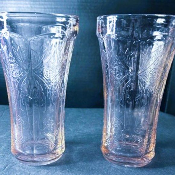 2 - Indiana Glass Pink Depression Water Glasses - Picture 3 of 3